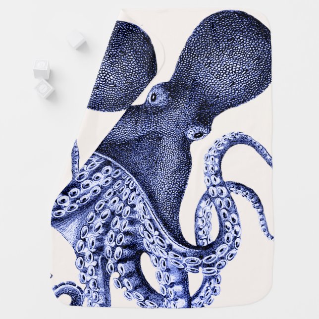 Landscape Blue Octopus Baby Blanket (In Situ)