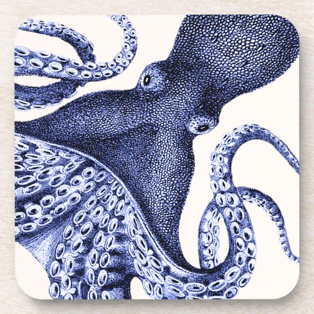 Landscape Blue Octopus Beverage Coaster (Front)
