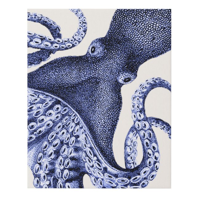 Landscape Blue Octopus Faux Canvas Print (Front)