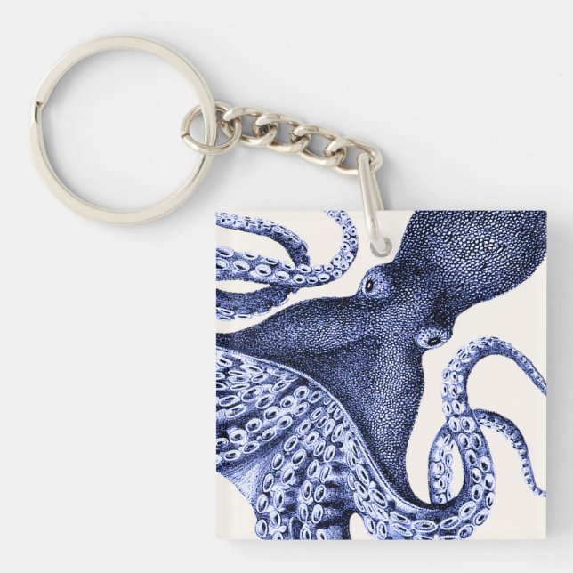 Landscape Blue Octopus Keychain (Front)