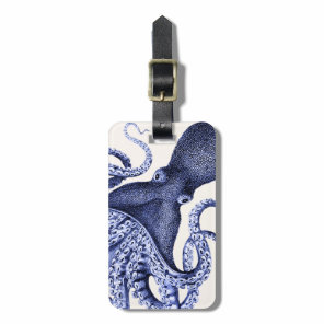 Landscape Blue Octopus Luggage Tag