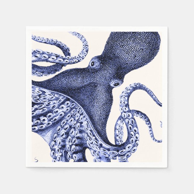 Landscape Blue Octopus Napkins (Front)