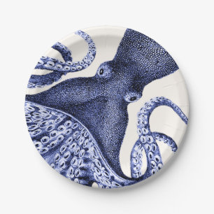 Landscape Blue Octopus Paper Plates