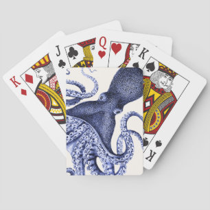Landscape Blue Octopus Poker Cards