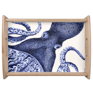 Landscape Blue Octopus Serving Tray