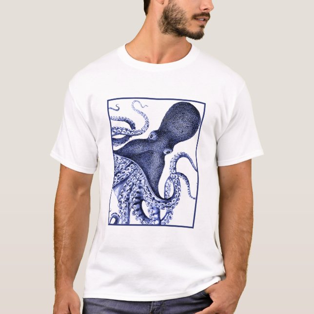 Landscape Blue Octopus T-Shirt (Front)