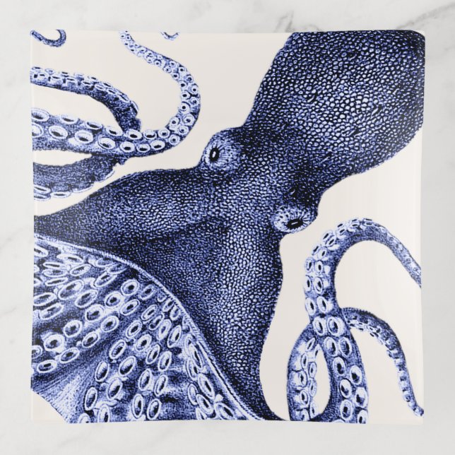 Landscape Blue Octopus Trinket Tray (Front)