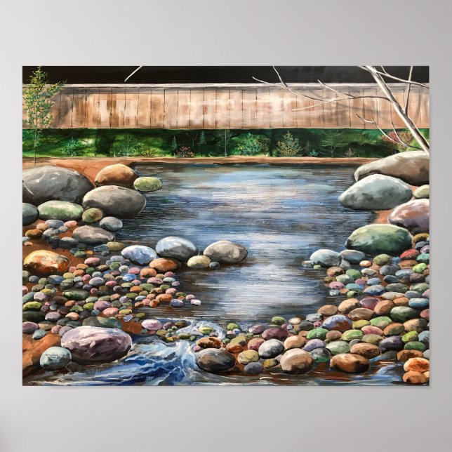 Landscape Blue Summers Day Brook Poster (Front)
