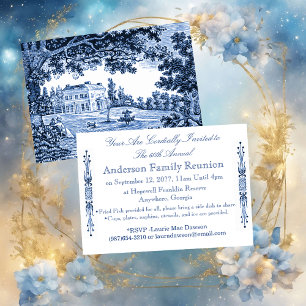 Landscape Blue Victorian Home Family Reunion Invitation