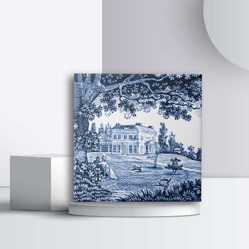 Landscape Blue Victorian Home Tile