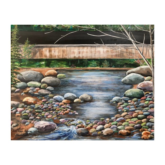 Landscape Blues/greys Brook Painting Acrylic Print (Front)