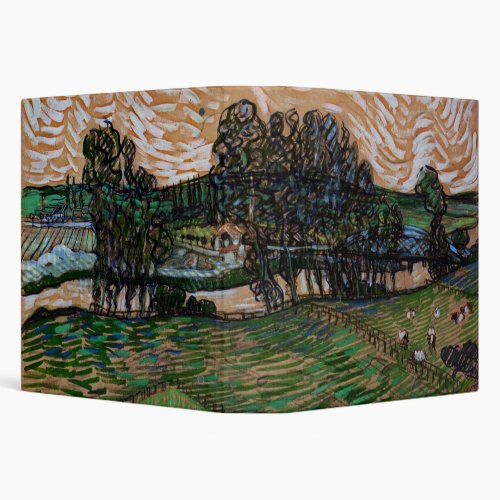 Landscape Bridge Across Oise by Vincent van Gogh 3 Ring Binder