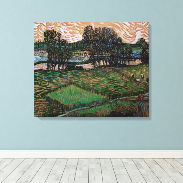 Landscape, Bridge Across Oise by Vincent van Gogh Canvas Print (Insitu(Wood Floor))