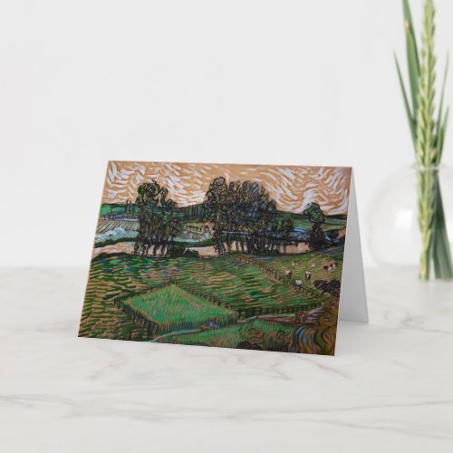 Landscape Bridge Across Oise by Vincent van Gogh Card