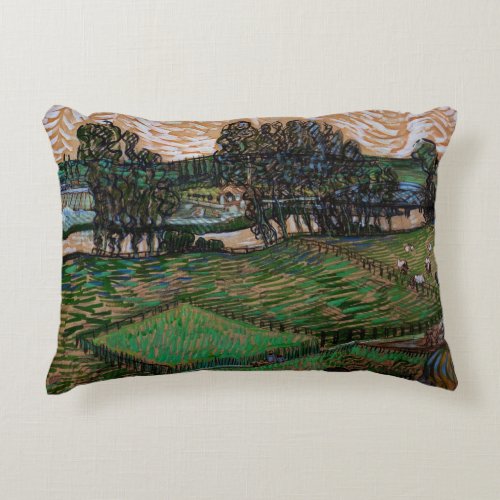 Landscape Bridge Across Oise by Vincent van Gogh Decorative Pillow