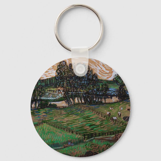 Landscape, Bridge Across Oise by Vincent van Gogh Keychain (Front)
