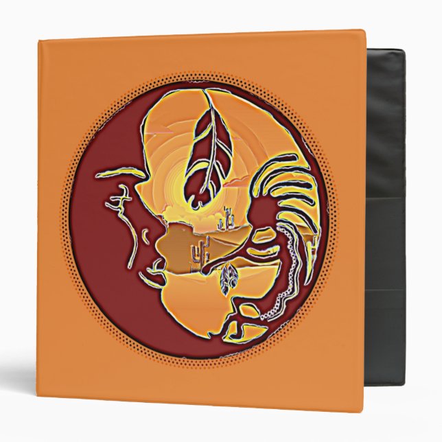 Landscape Button - Kokopelli Moon Feather 1 3 Ring Binder (Front/Inside)