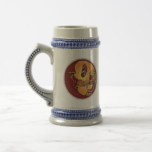 Landscape Button - Kokopelli Moon Feather 1 Beer Stein