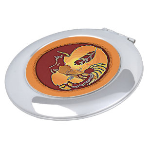 Landscape Button - Kokopelli Moon Feather 1 Compact Mirror