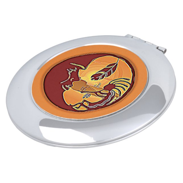 Landscape Button - Kokopelli Moon Feather 1 Compact Mirror (Turned)