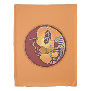 Landscape Button - Kokopelli Moon Feather 1 Duvet Cover