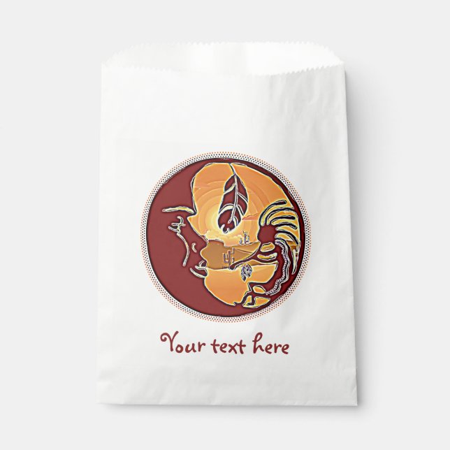 Landscape Button - Kokopelli Moon Feather 1 Favor Bag (Front)