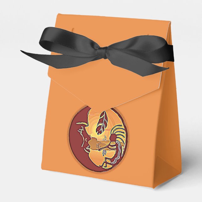 Landscape Button - Kokopelli Moon Feather 1 Favor Boxes (Front Side)