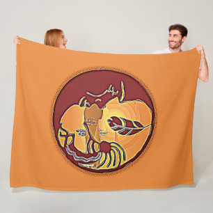 Landscape Button - Kokopelli Moon Feather 1 Fleece Blanket