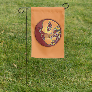 Landscape Button - Kokopelli Moon Feather 1 Garden Flag