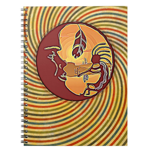 Landscape Button - Kokopelli Moon Feather 1 Notebook (Front)