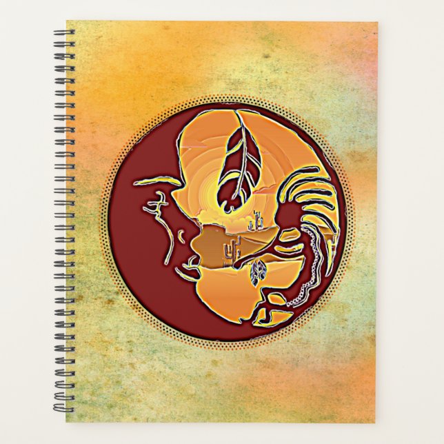 Landscape Button - Kokopelli Moon Feather 1 Planner (Front)