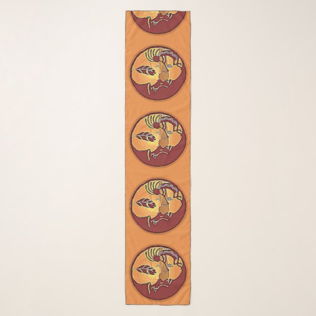 Landscape Button - Kokopelli Moon Feather 1 Scarf (Front)