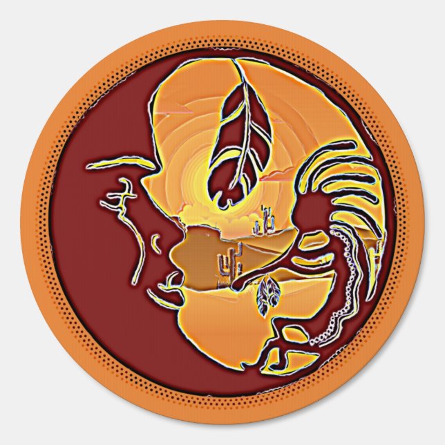 Landscape Button - Kokopelli Moon Feather 1 Sign (Front)