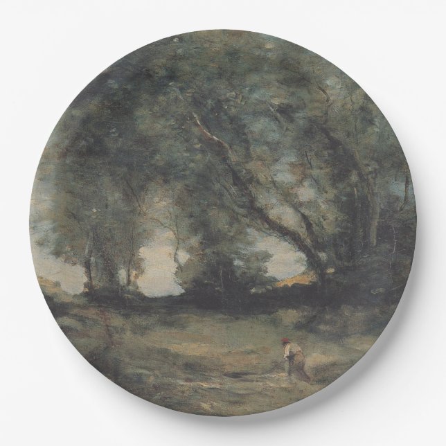Landscape (by Camille Corot) Paper Plates (Front)
