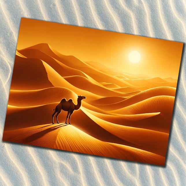 Landscape camel desert decor sunshine dry  postcard (Creator Uploaded)
