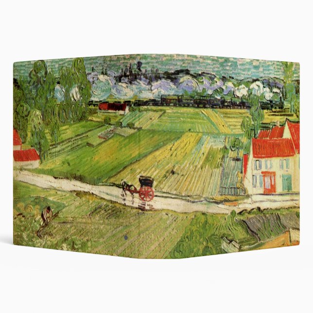 Landscape, Carriage and Train by Vincent van Gogh 3 Ring Binder (Background)