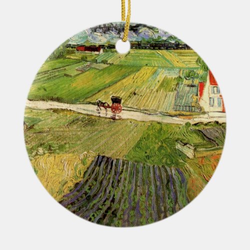 Landscape Carriage and Train by Vincent van Gogh Ceramic Ornament
