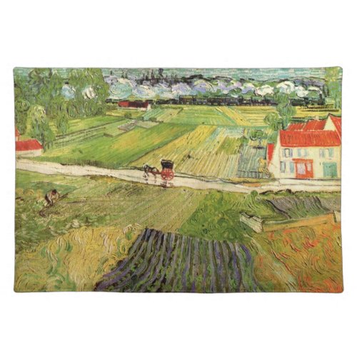 Landscape Carriage and Train by Vincent van Gogh Cloth Placemat