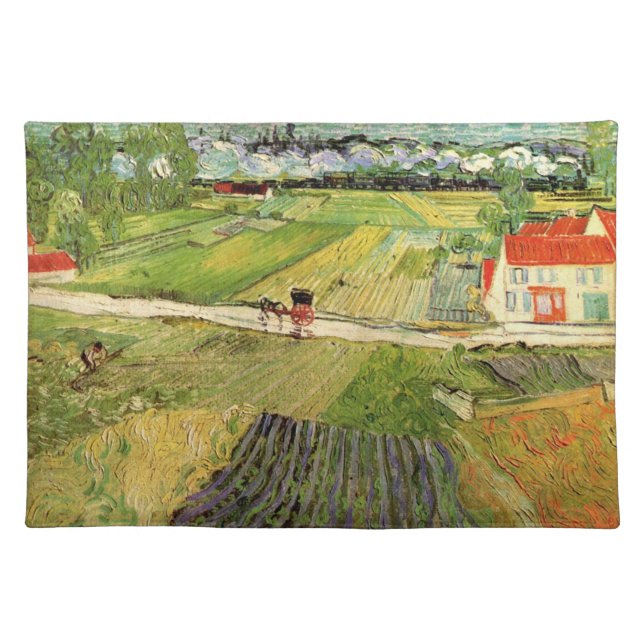 Landscape, Carriage and Train by Vincent van Gogh Cloth Placemat (Front)