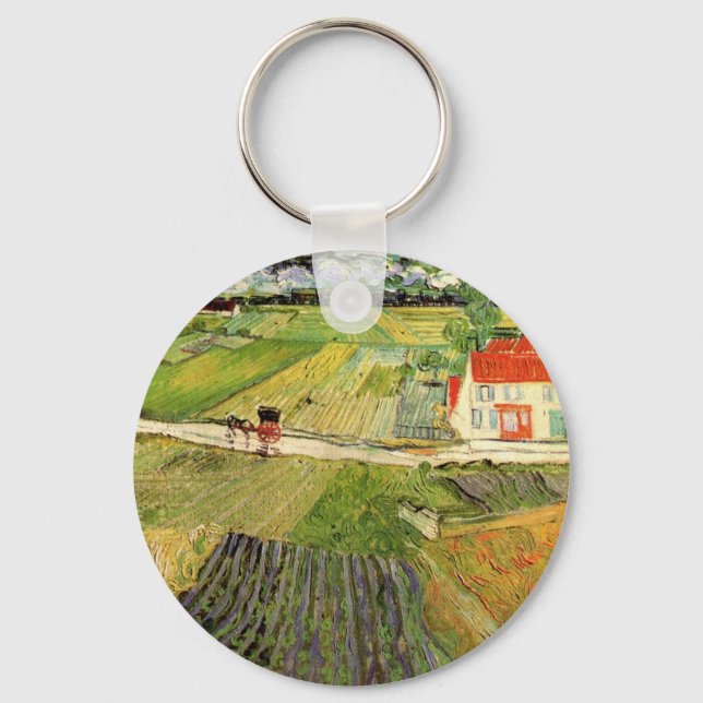 Landscape, Carriage and Train by Vincent van Gogh Keychain (Front)