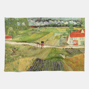 Landscape, Carriage and Train by Vincent van Gogh Kitchen Towel