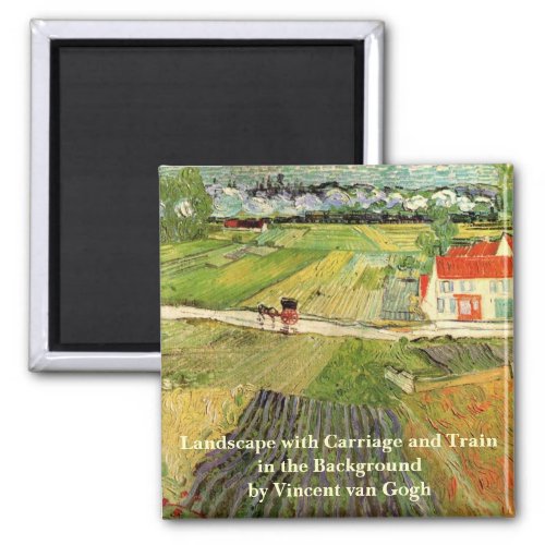 Landscape Carriage and Train by Vincent van Gogh Magnet