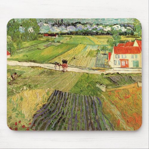 Landscape Carriage and Train by Vincent van Gogh Mouse Pad