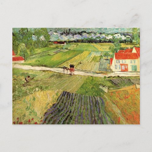 Landscape Carriage and Train by Vincent van Gogh Postcard