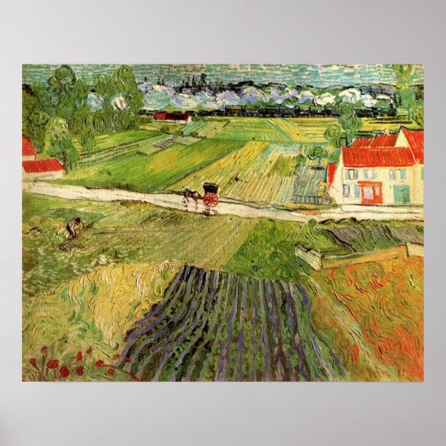 Landscape, Carriage and Train by Vincent van Gogh Poster (Front)