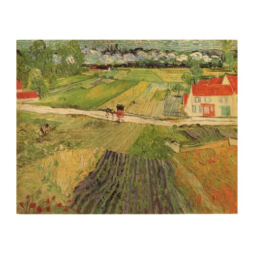 Landscape Carriage and Train by Vincent van Gogh Wood Wall Art