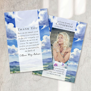 Landscape Clouds Photo Sympathy Funeral Memorial Thank You Card