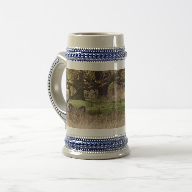 Landscape & Deers Gray /Blue 22 oz Stein (Front Left)