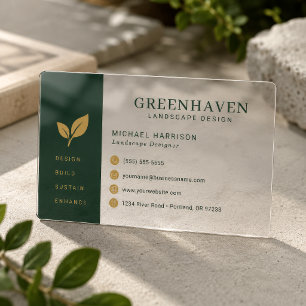 Landscape Design Green Gold Clear Business Cards