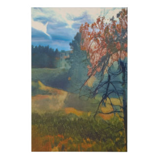 Landscape fall trees mist sky paint filter scene faux canvas print